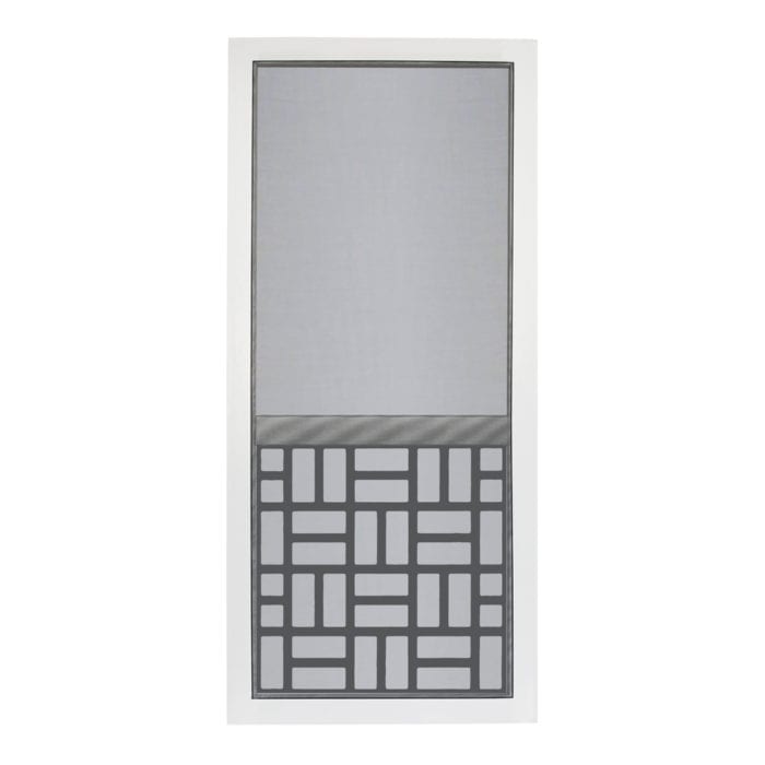 Basketweave Solid Vinyl Screen Door with Black Decorative Insert - Image 2