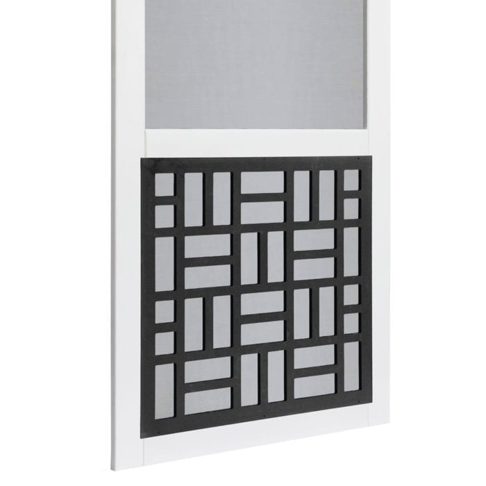 Basketweave Solid Vinyl Screen Door with Black Decorative Insert - Image 3