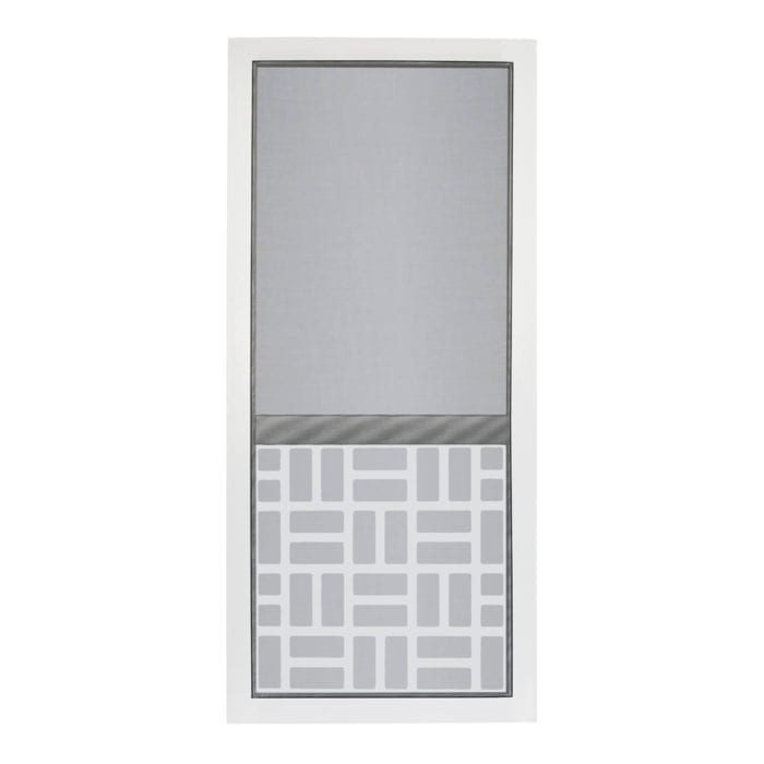 Basketweave Solid Vinyl Screen Door with White Decorative Insert - Image 2