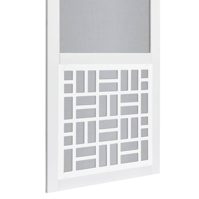 Basketweave Solid Vinyl Screen Door with White Decorative Insert - Image 3