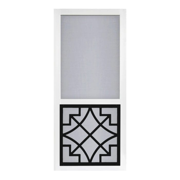 Belle Solid Vinyl Screen Door with Black Decorative Insert