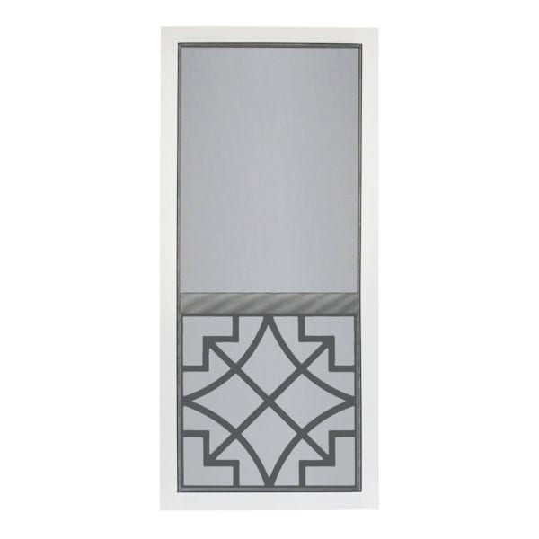 Belle Solid Vinyl Screen Door with Black Decorative Insert Screen Porch Living