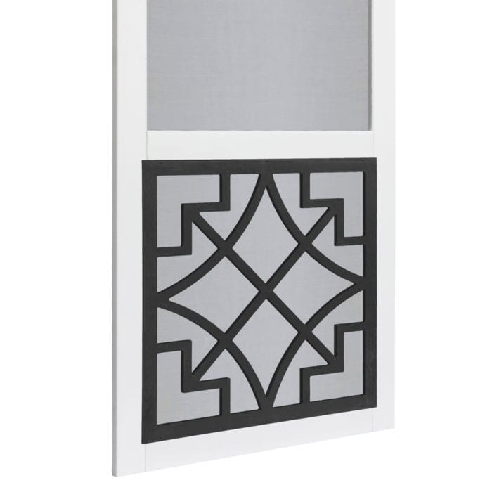 Belle Solid Vinyl Screen Door with Black Decorative Insert - Image 3