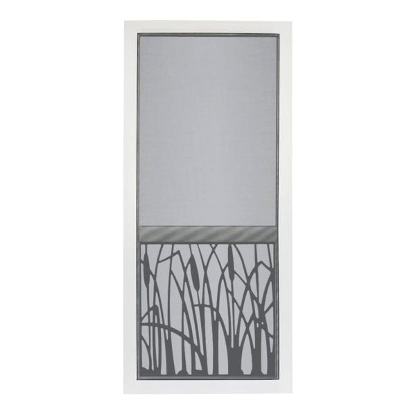 Cattail Solid Vinyl Screen Door with Black Decorative Insert Screen