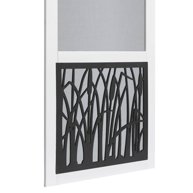 Cattail Solid Vinyl Screen Door with Black Decorative Insert Screen Porch Living