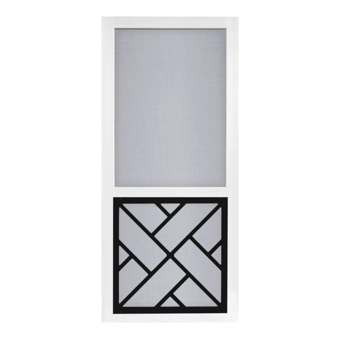 Chippendale Solid Vinyl Screen Door with Black Decorative Insert