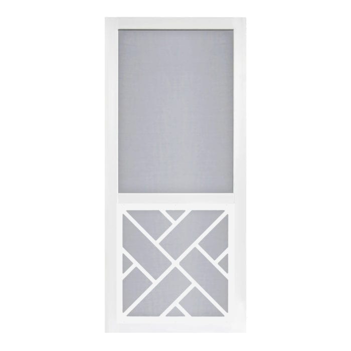 Chippendale Solid Vinyl Screen Door with White Decorative Insert