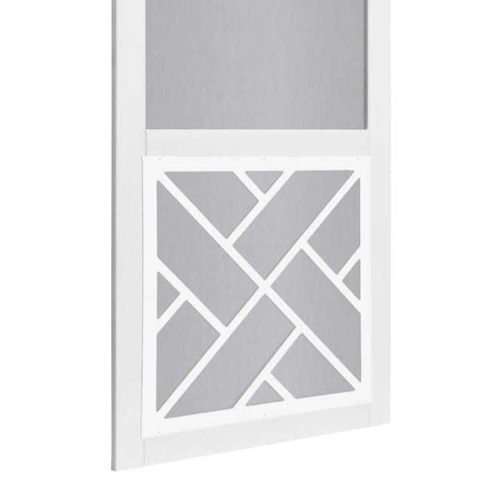 Chippendale Solid Vinyl Screen Door with White Decorative Insert - Image 3