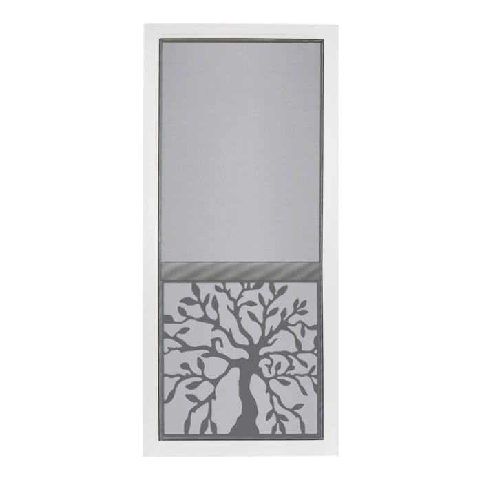Oak Tree Solid Vinyl Screen Door with Black Decorative Insert - Image 2