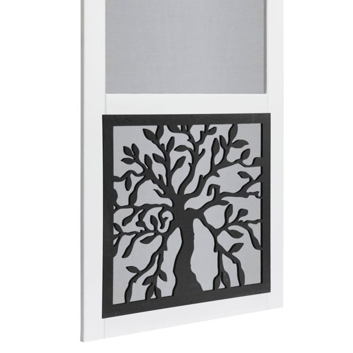 Oak Tree Solid Vinyl Screen Door with Black Decorative Insert - Image 3