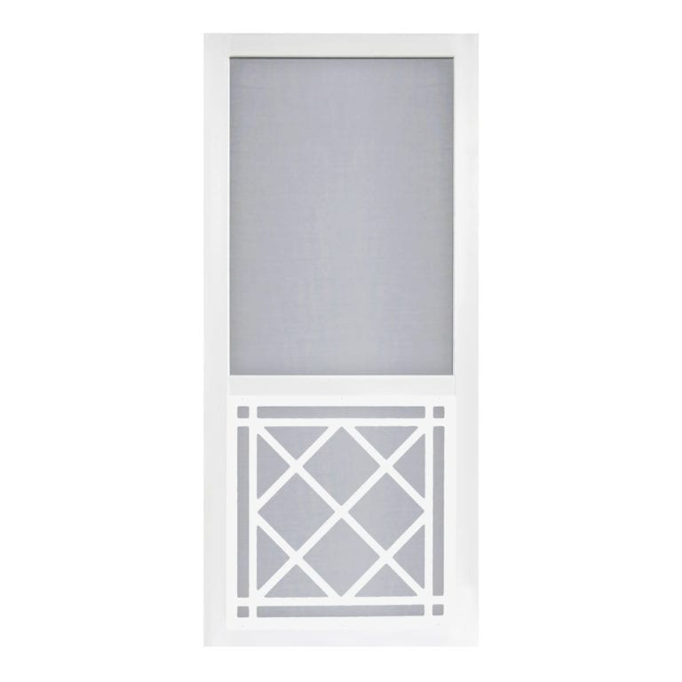 St. Augustine Solid Vinyl Screen Door with White Decorative Insert