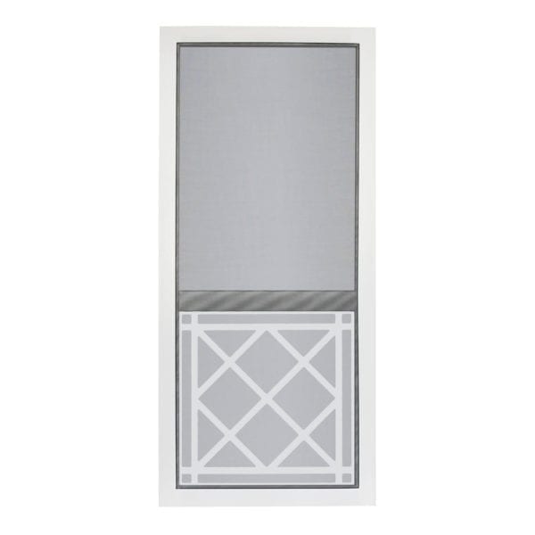 St. Augustine Solid Vinyl Screen Door with White Decorative Insert ...
