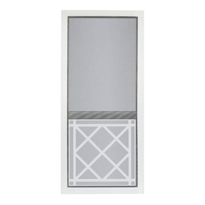 St. Augustine Solid Vinyl Screen Door with White Decorative Insert - Image 2