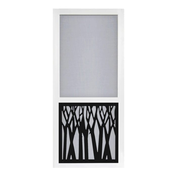 Timber Solid Vinyl Screen Door with Black Decorative Insert